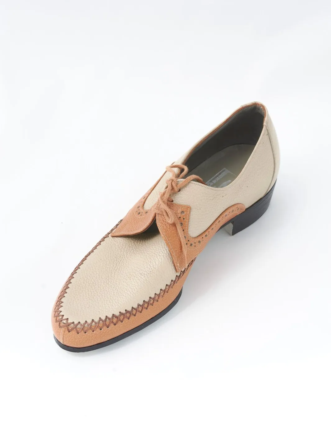 1980s Haut brown and beige leather lace-up shoes