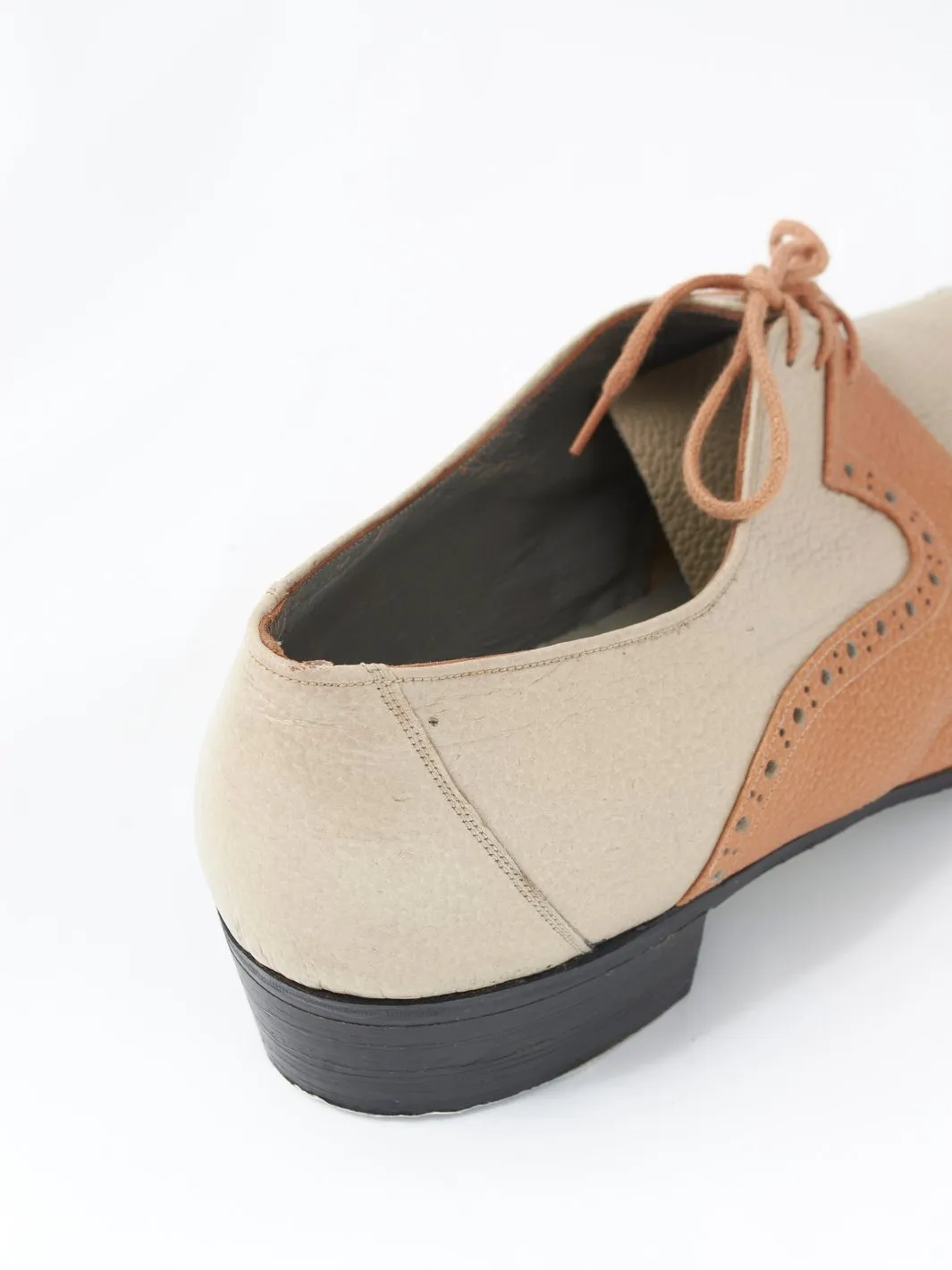 1980s Haut brown and beige leather lace-up shoes