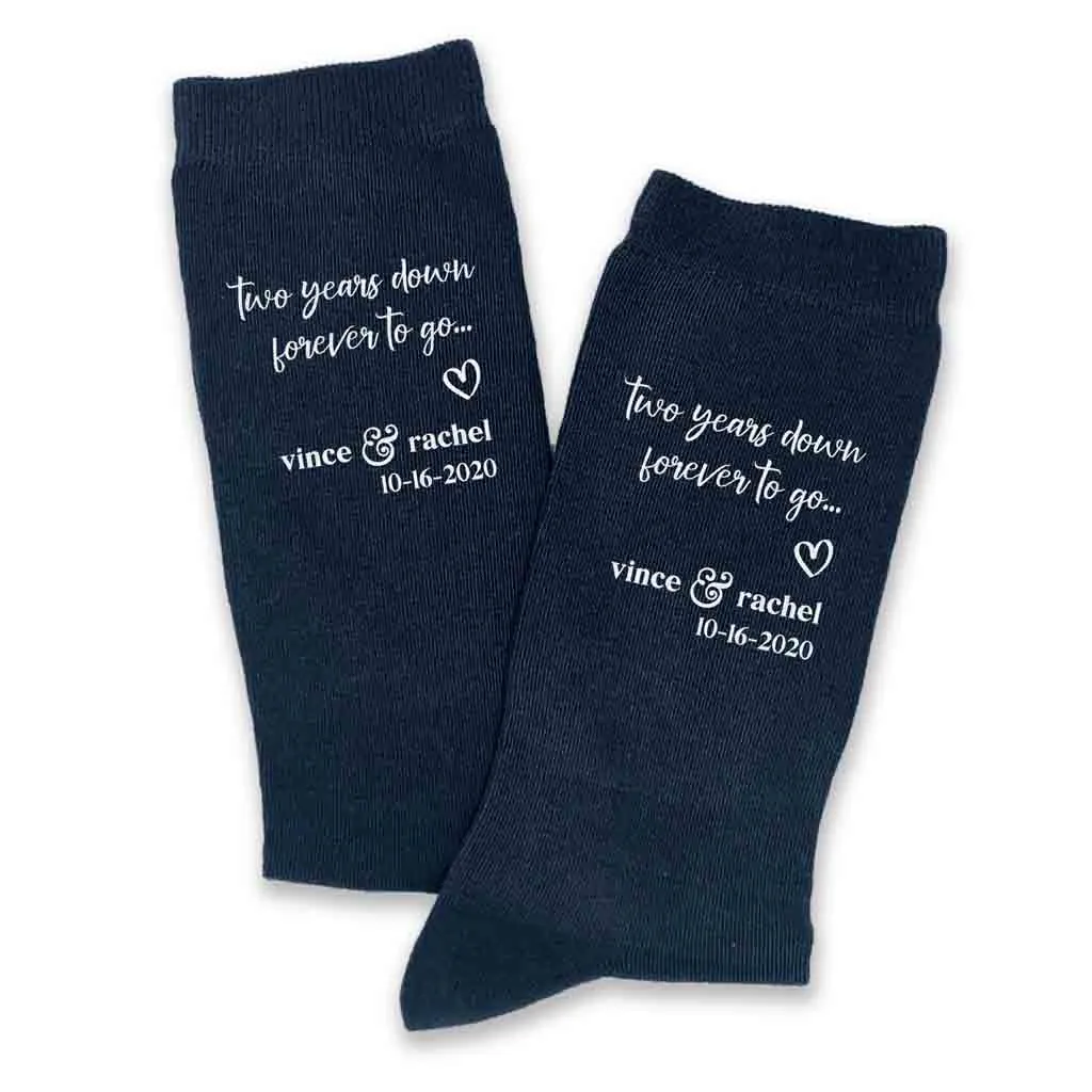 2nd Anniversary Two Years Down Custom Wedding Socks