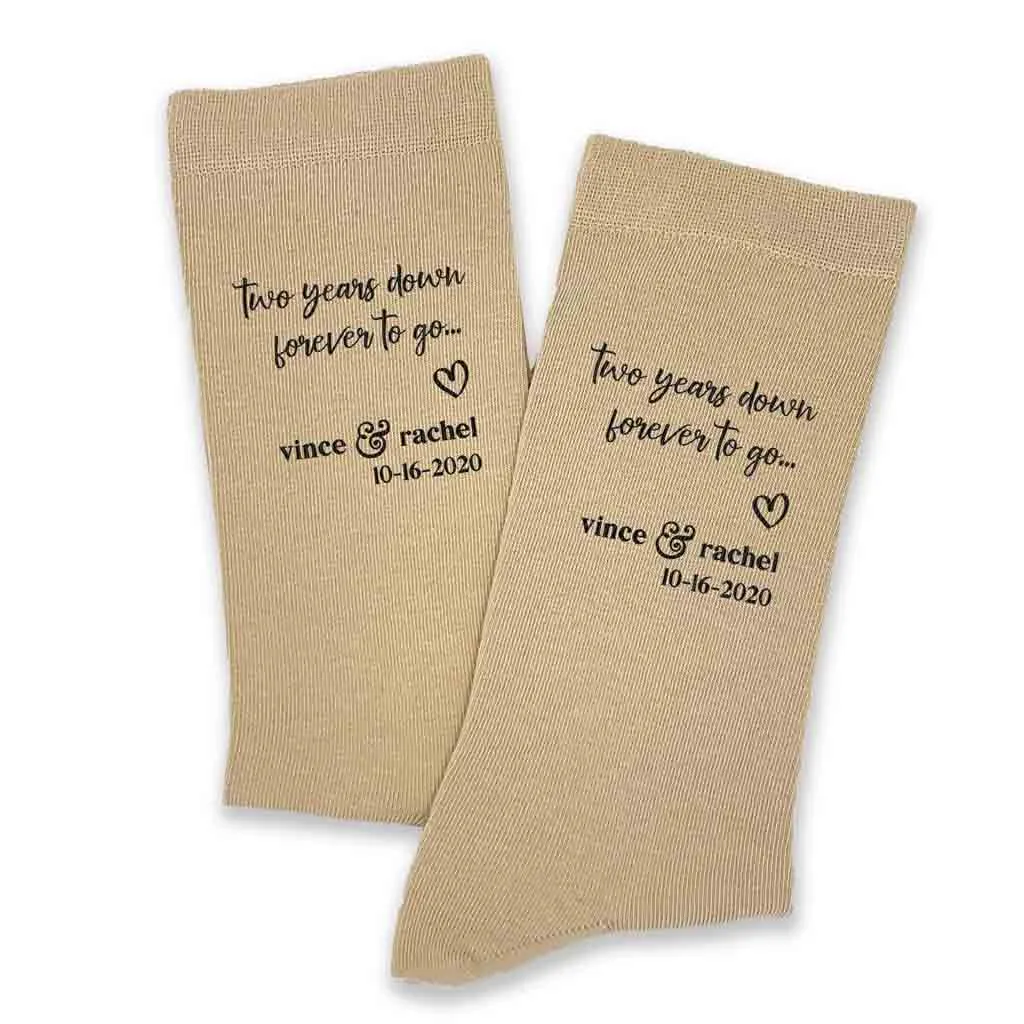 2nd Anniversary Two Years Down Custom Wedding Socks