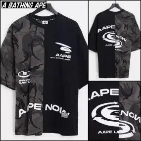 A BATHING APE  |Crew Neck Pullovers Camouflage Plain Cotton Short Sleeves