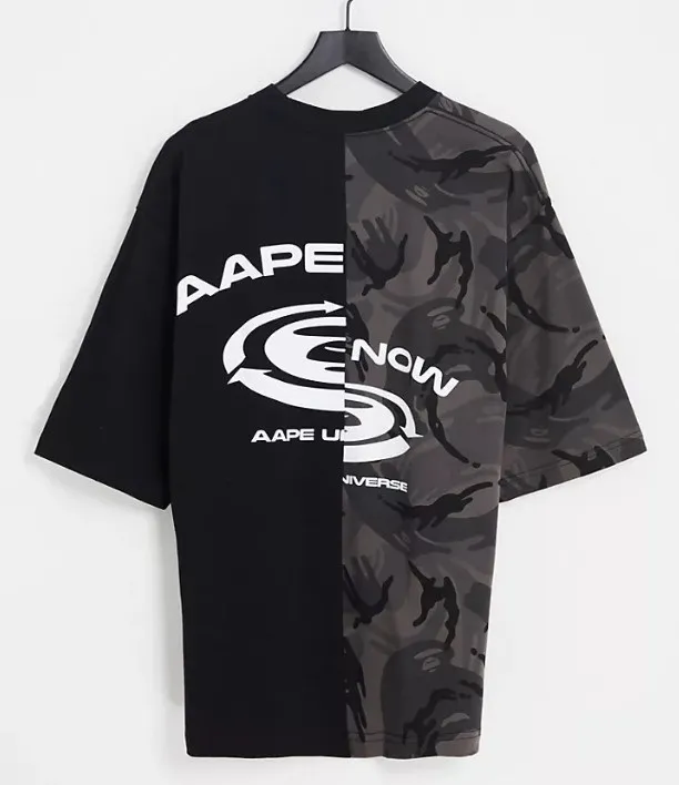 A BATHING APE  |Crew Neck Pullovers Camouflage Plain Cotton Short Sleeves