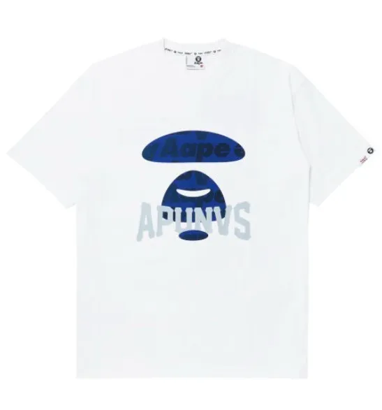 A BATHING APE  |Crew Neck Pullovers Plain Cotton Short Sleeves Logo