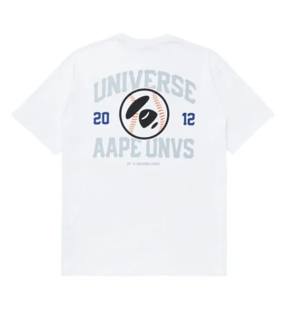 A BATHING APE  |Crew Neck Pullovers Plain Cotton Short Sleeves Logo