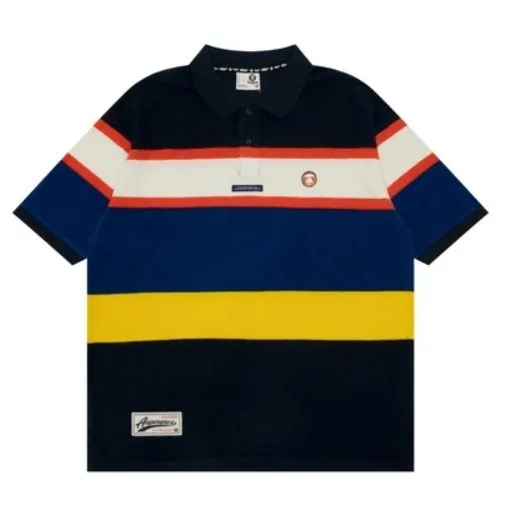 A BATHING APE  |Pullovers Stripes Street Style Cotton Short Sleeves Logo