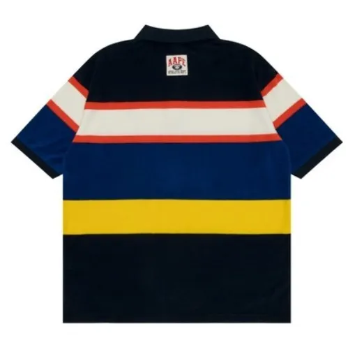 A BATHING APE  |Pullovers Stripes Street Style Cotton Short Sleeves Logo