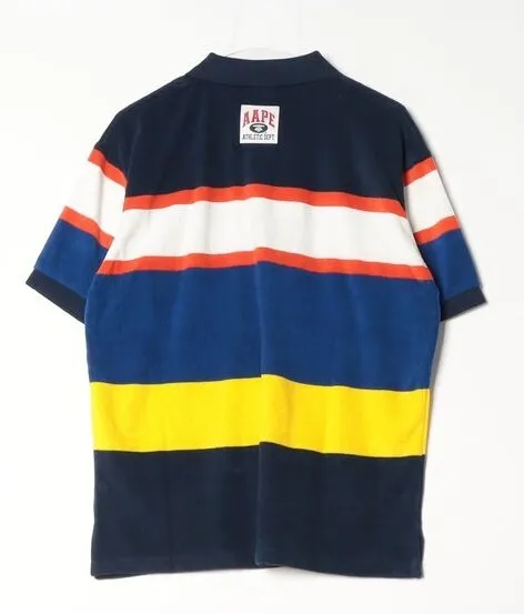 A BATHING APE  |Pullovers Stripes Street Style Cotton Short Sleeves Logo