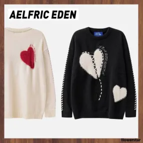 Aelfric Eden  |Crew Neck Pullovers Heart Unisex Street Style Long Sleeves