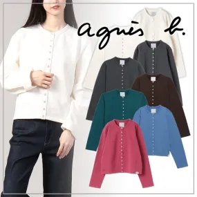 Agnes b  |Long Sleeves Plain Cardigans