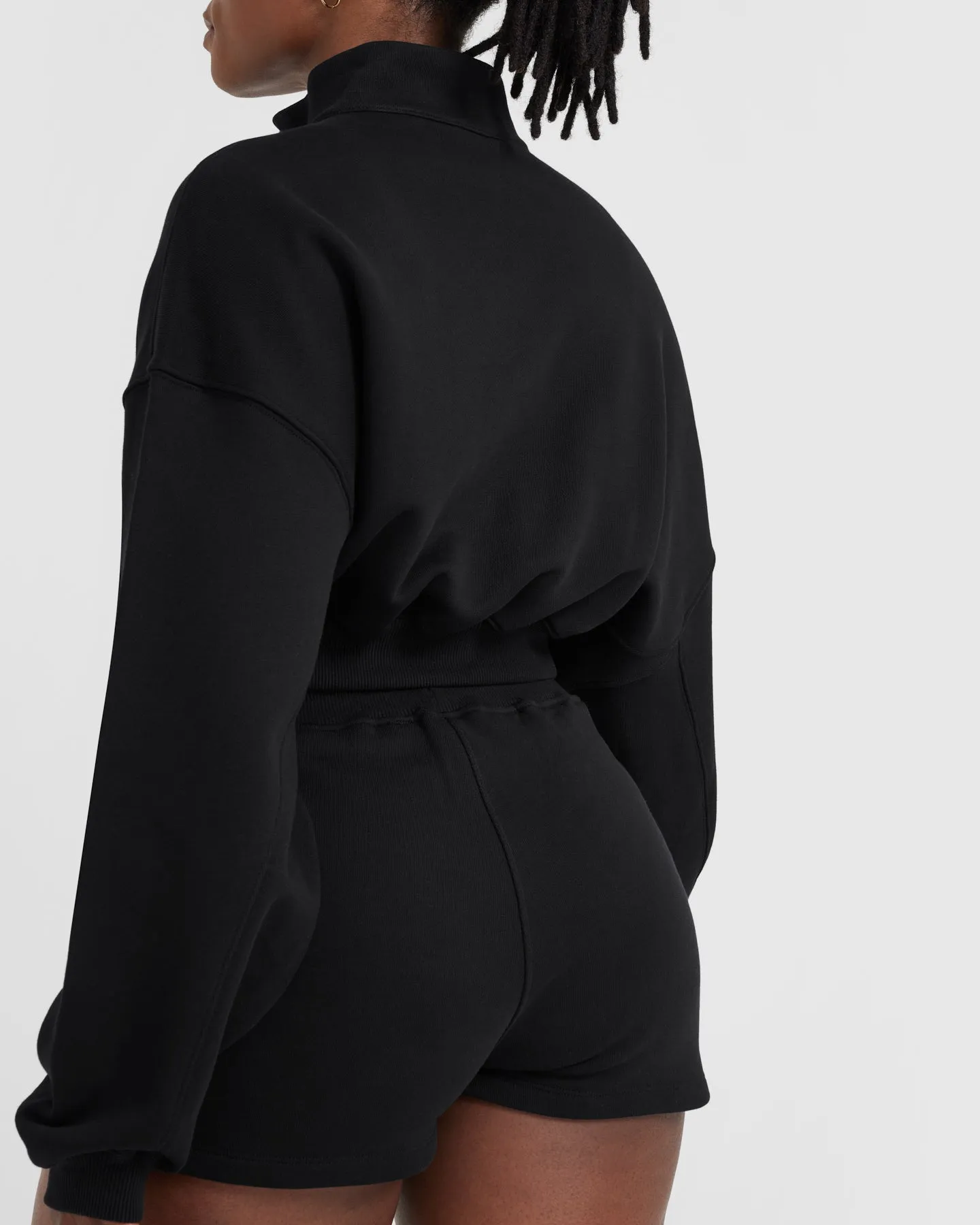 All Day Lightweight Crop 1/4 Zip Sweatshirt | Black