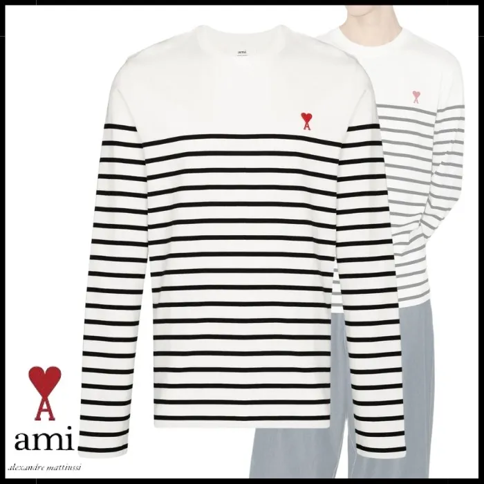 AMI PARIS  |Unisex Street Style Long Sleeves Plain Cotton