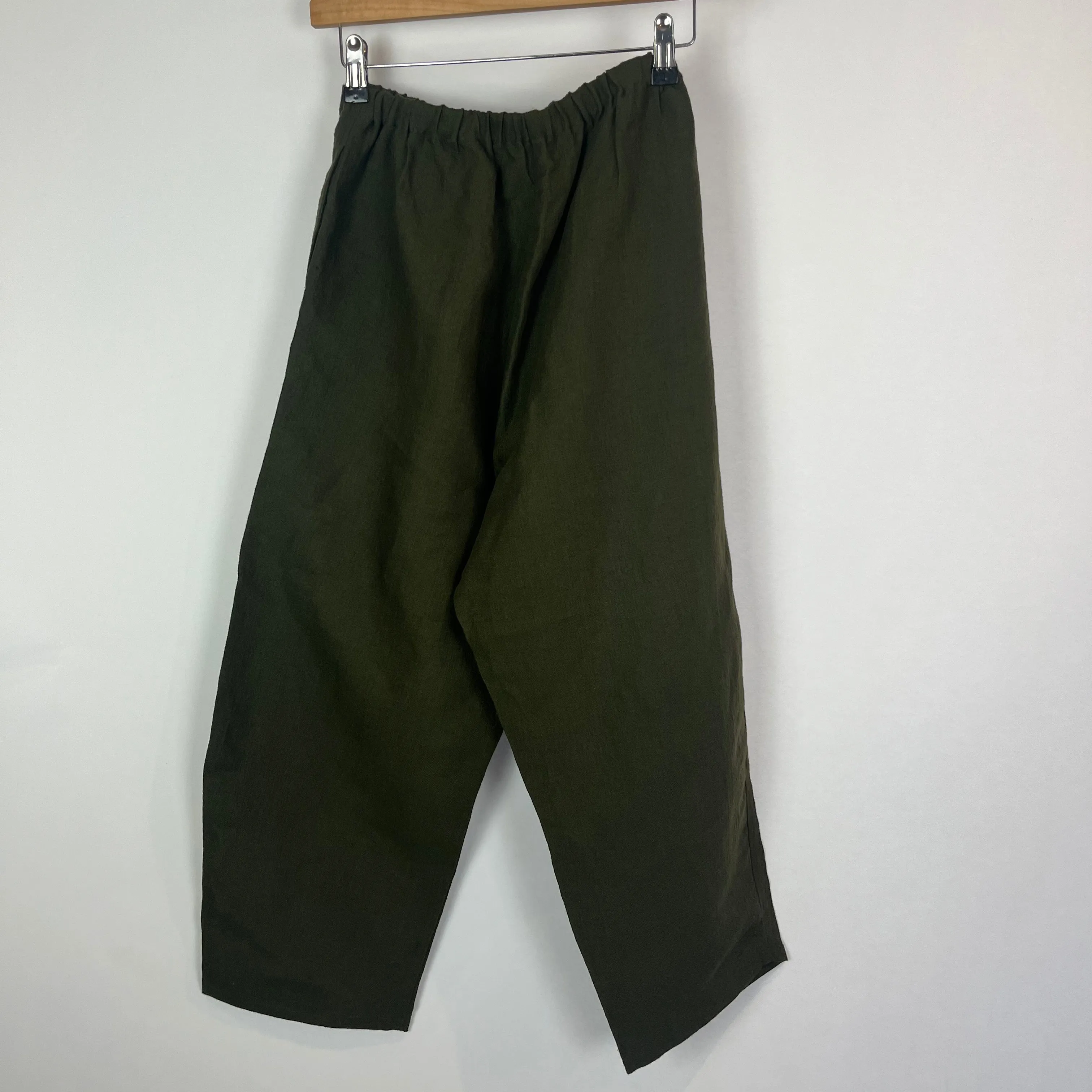 Apuntob 350 Fern Green Wool & Linen Pull-On Pants XS