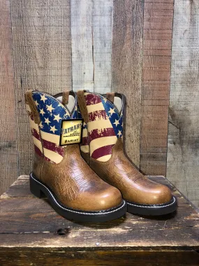 Ariat Fatbaby Heritage Patriot Western Boots - Crackled Tumeric/American Flag