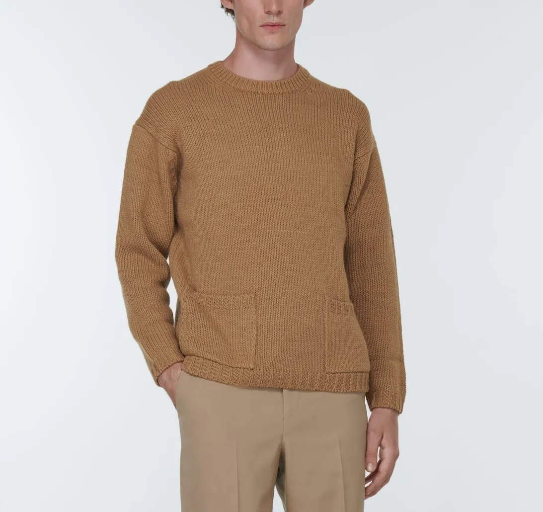 AURALEE  |Wool Long Sleeves Plain Sweaters