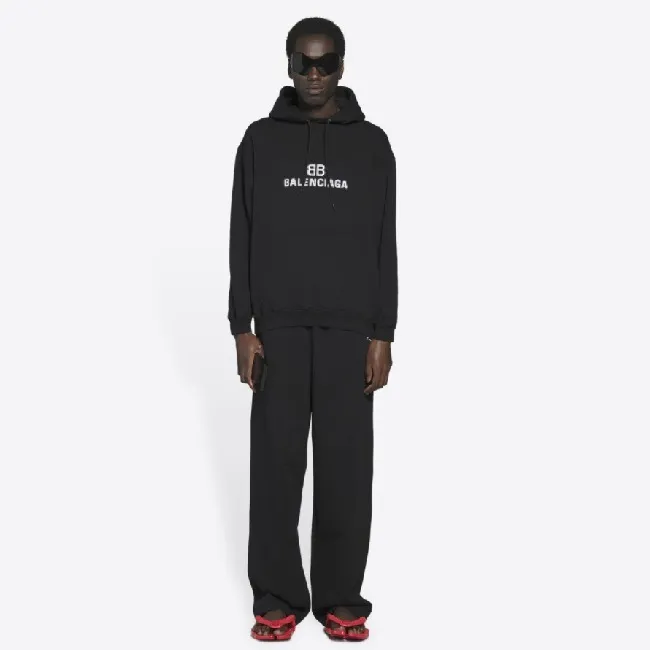 BALENCIAGA  |Men's bb pixel medium fit hoodie in black