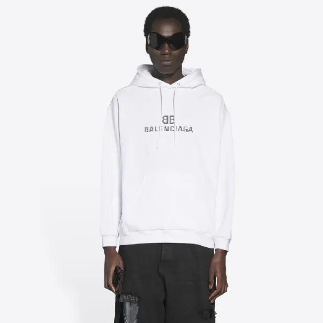 BALENCIAGA  |Men's bb pixel medium fit hoodie in black