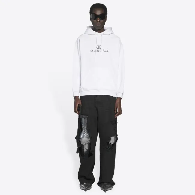 BALENCIAGA  |Men's bb pixel medium fit hoodie in black