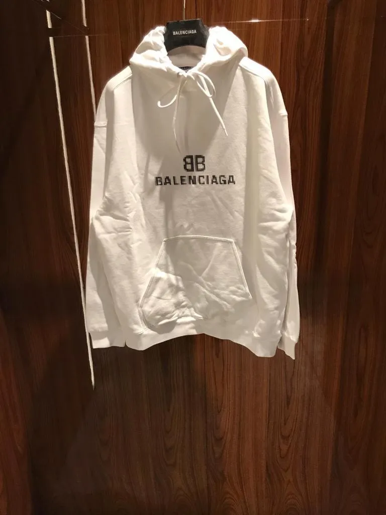 BALENCIAGA  |Men's bb pixel medium fit hoodie in black