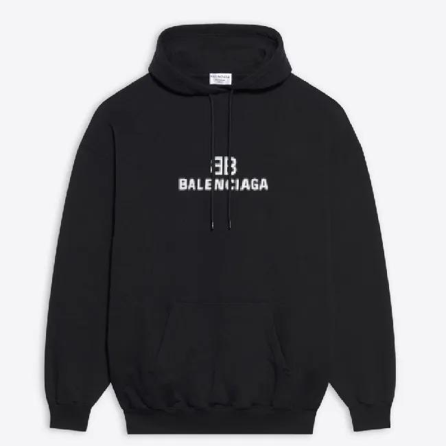 BALENCIAGA  |Men's bb pixel medium fit hoodie in black