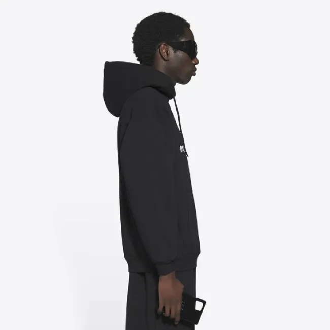 BALENCIAGA  |Men's bb pixel medium fit hoodie in black