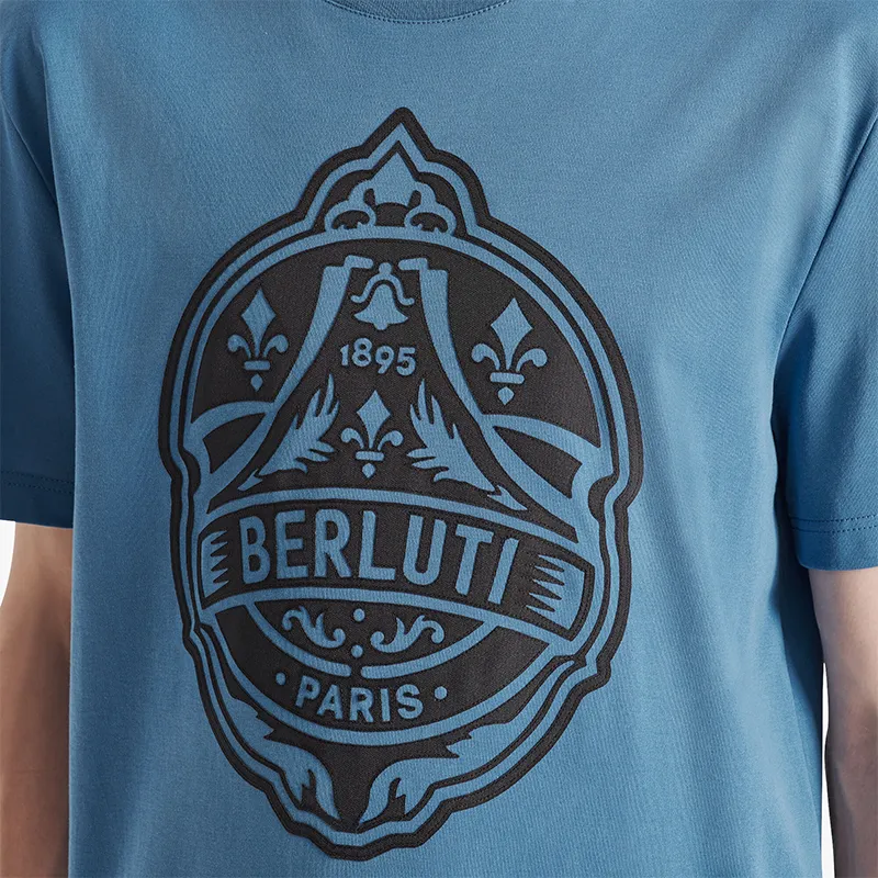 Berluti  |Crew Neck Pullovers Street Style Cotton Short Sleeves Logo