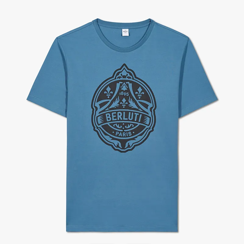 Berluti  |Crew Neck Pullovers Street Style Cotton Short Sleeves Logo