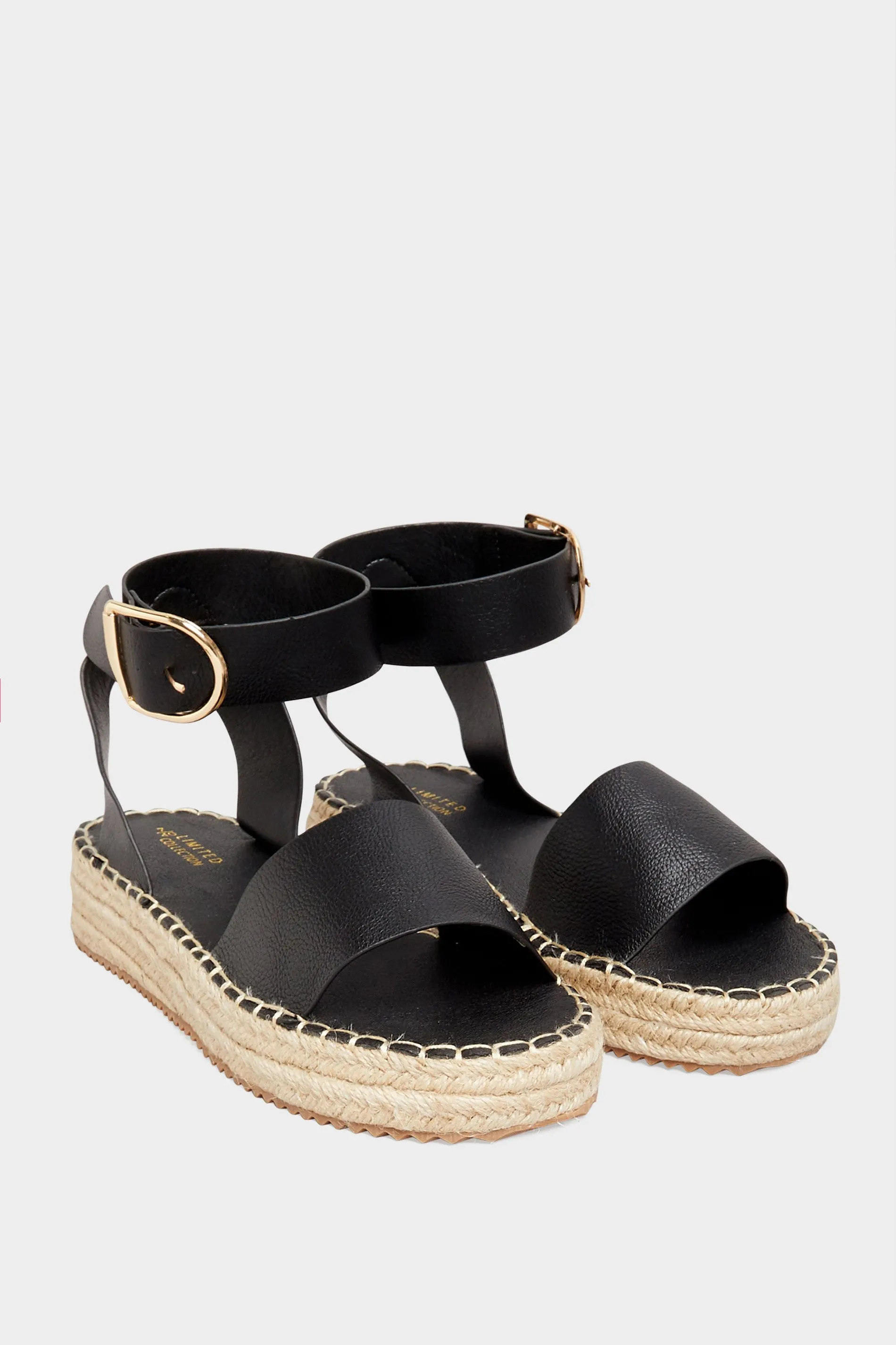 Black Flatform Espadrilles In Wide E Fit & Extra Wide EEE Fit