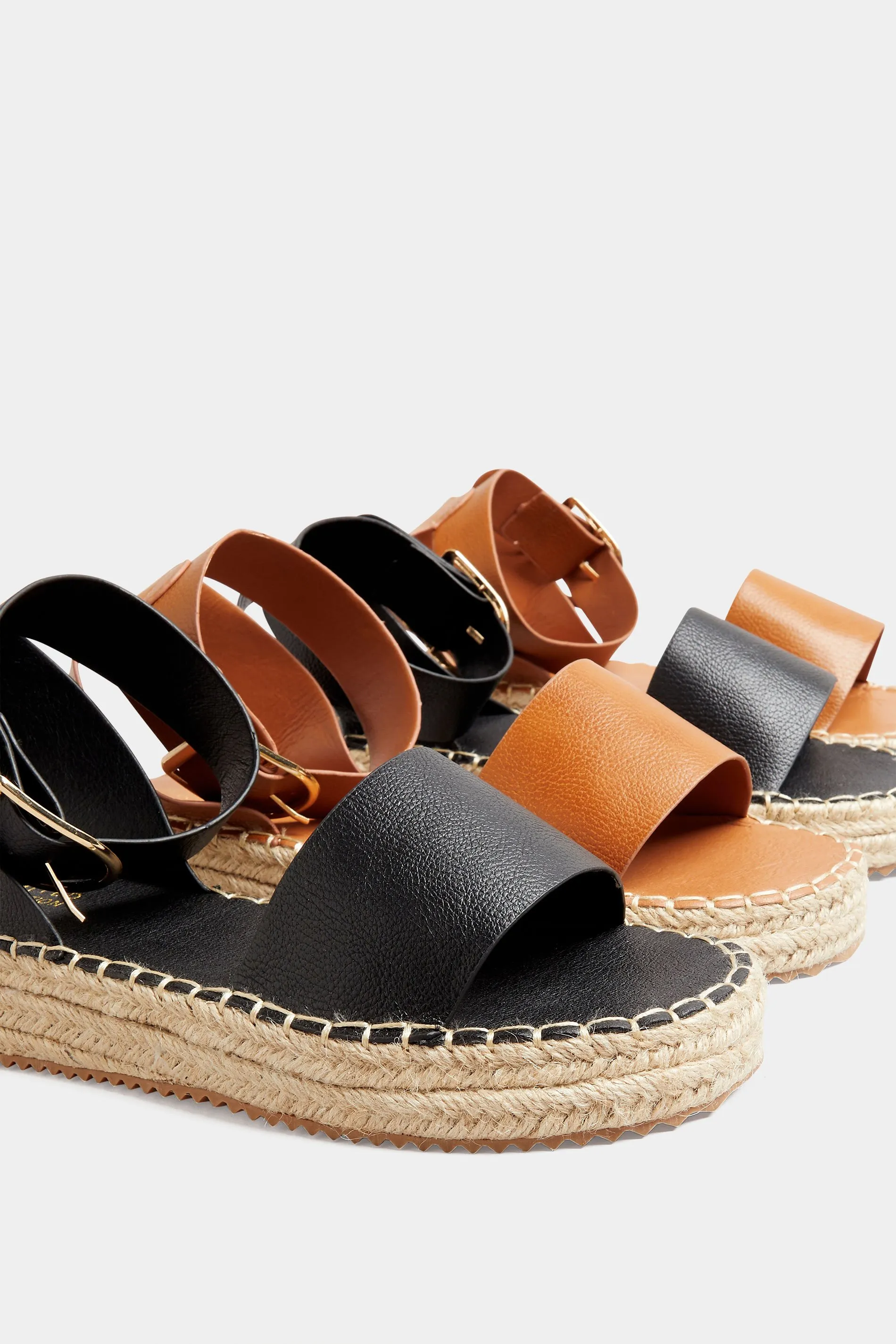 Black Flatform Espadrilles In Wide E Fit & Extra Wide EEE Fit