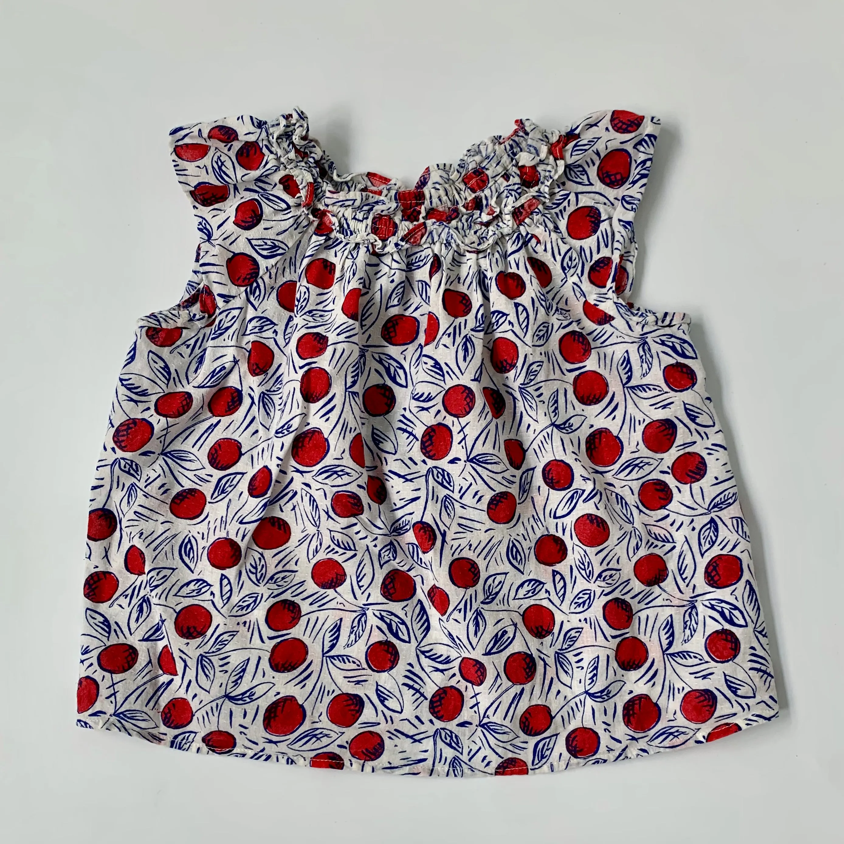 Bonpoint Red And Blue Cherry Print Blouse: 3 Years