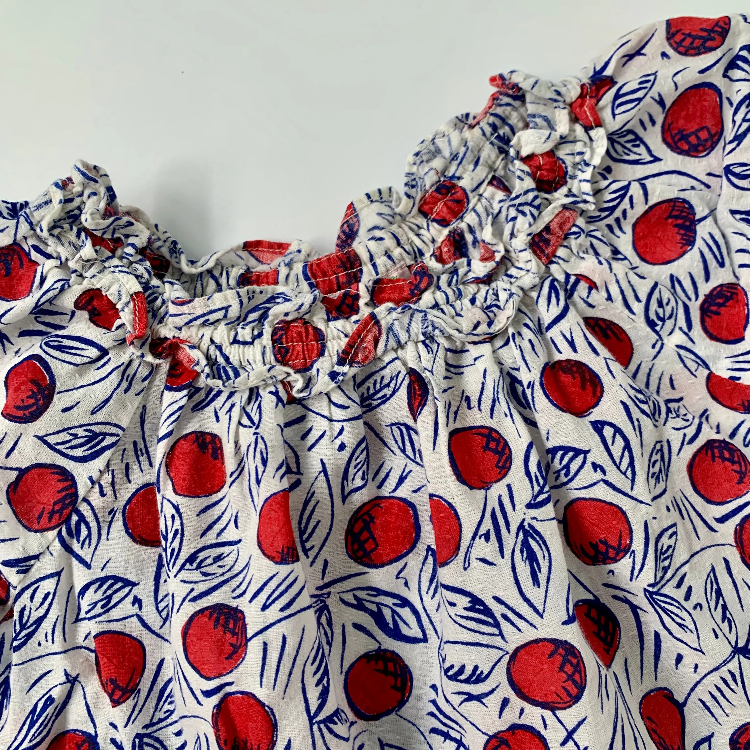 Bonpoint Red And Blue Cherry Print Blouse: 3 Years