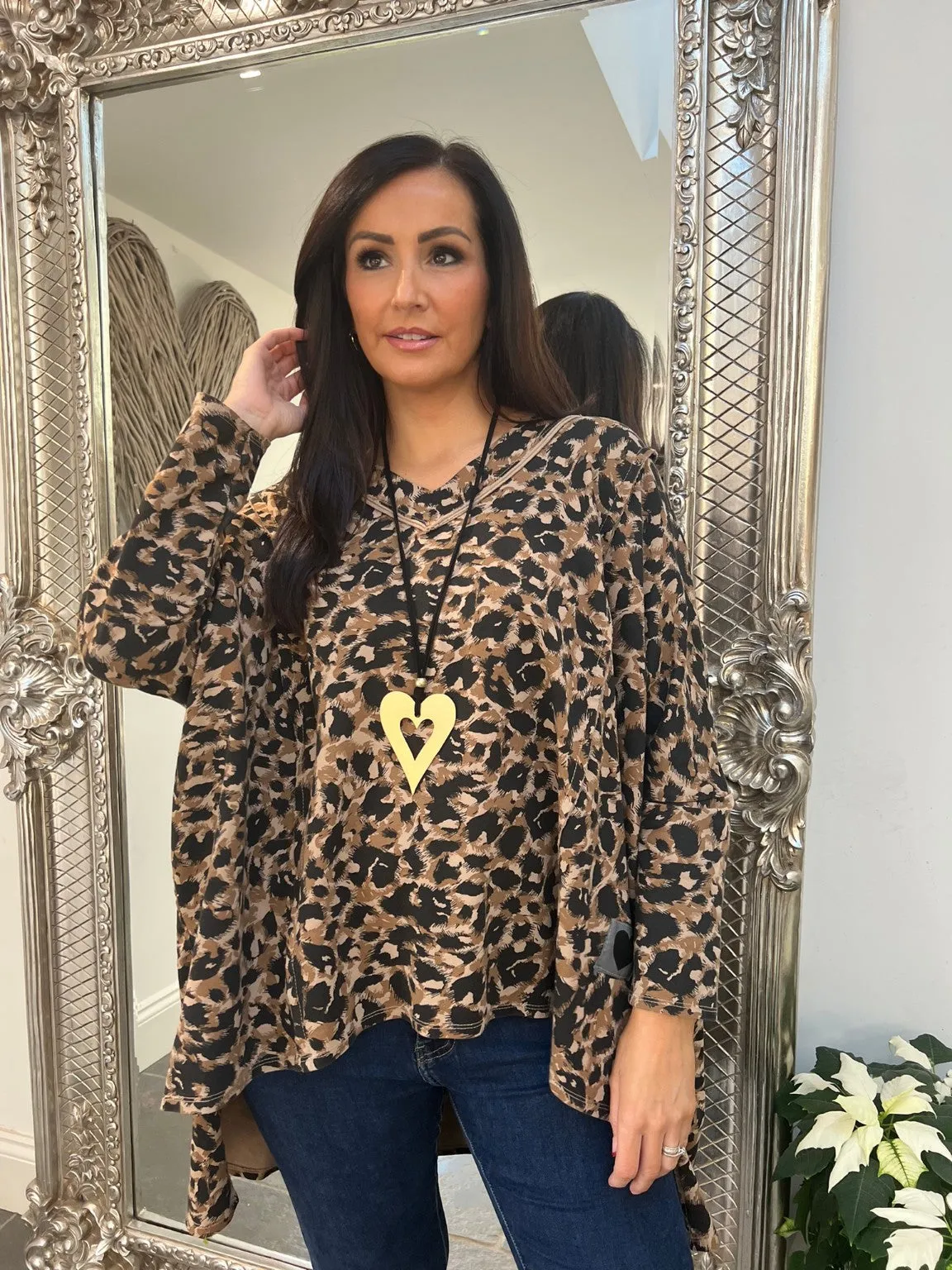 Brush Leopard V Neck Top Leona