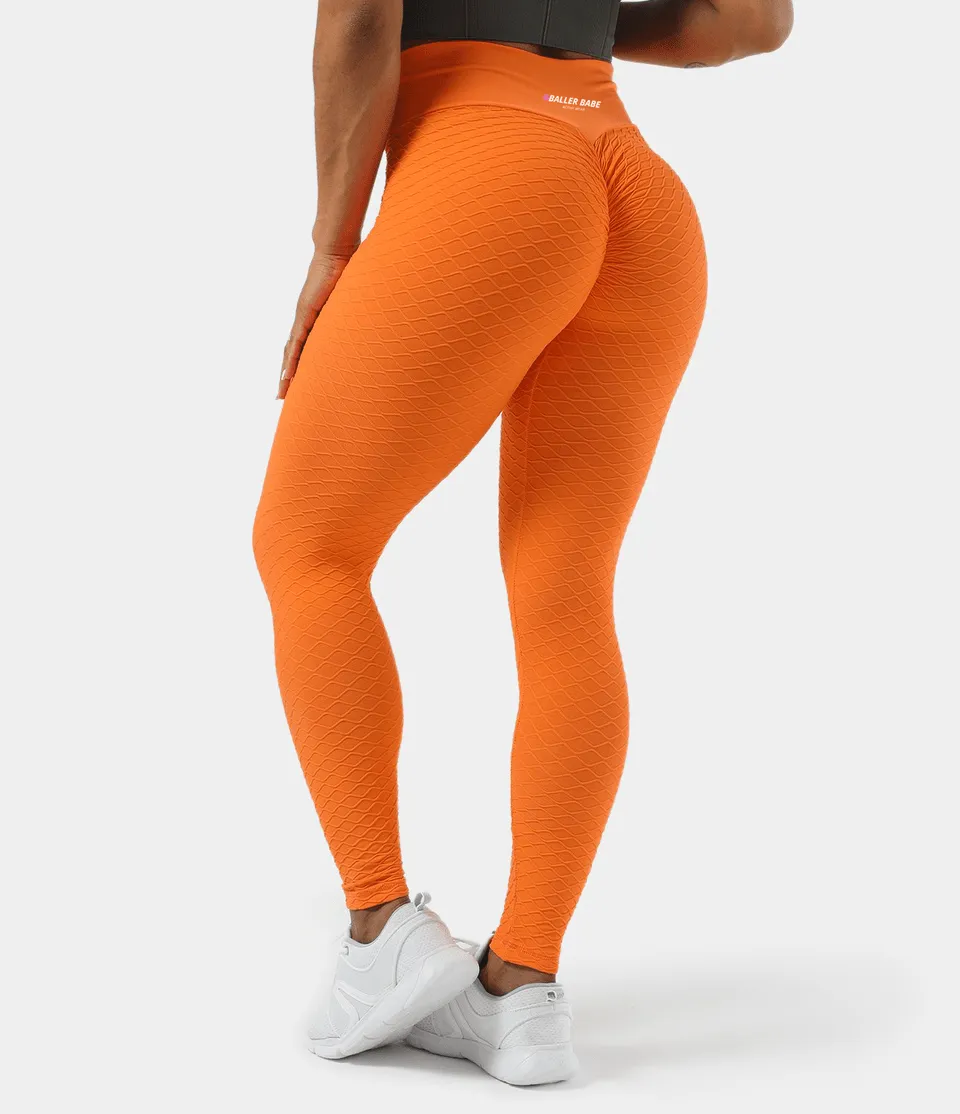 Caprice V Waist Activewear Leggings - Orange