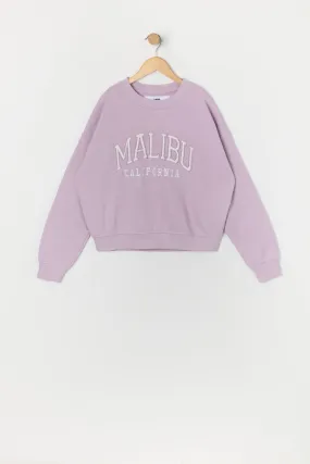 Chandail en molleton avec motif brodé Malibu pour fille