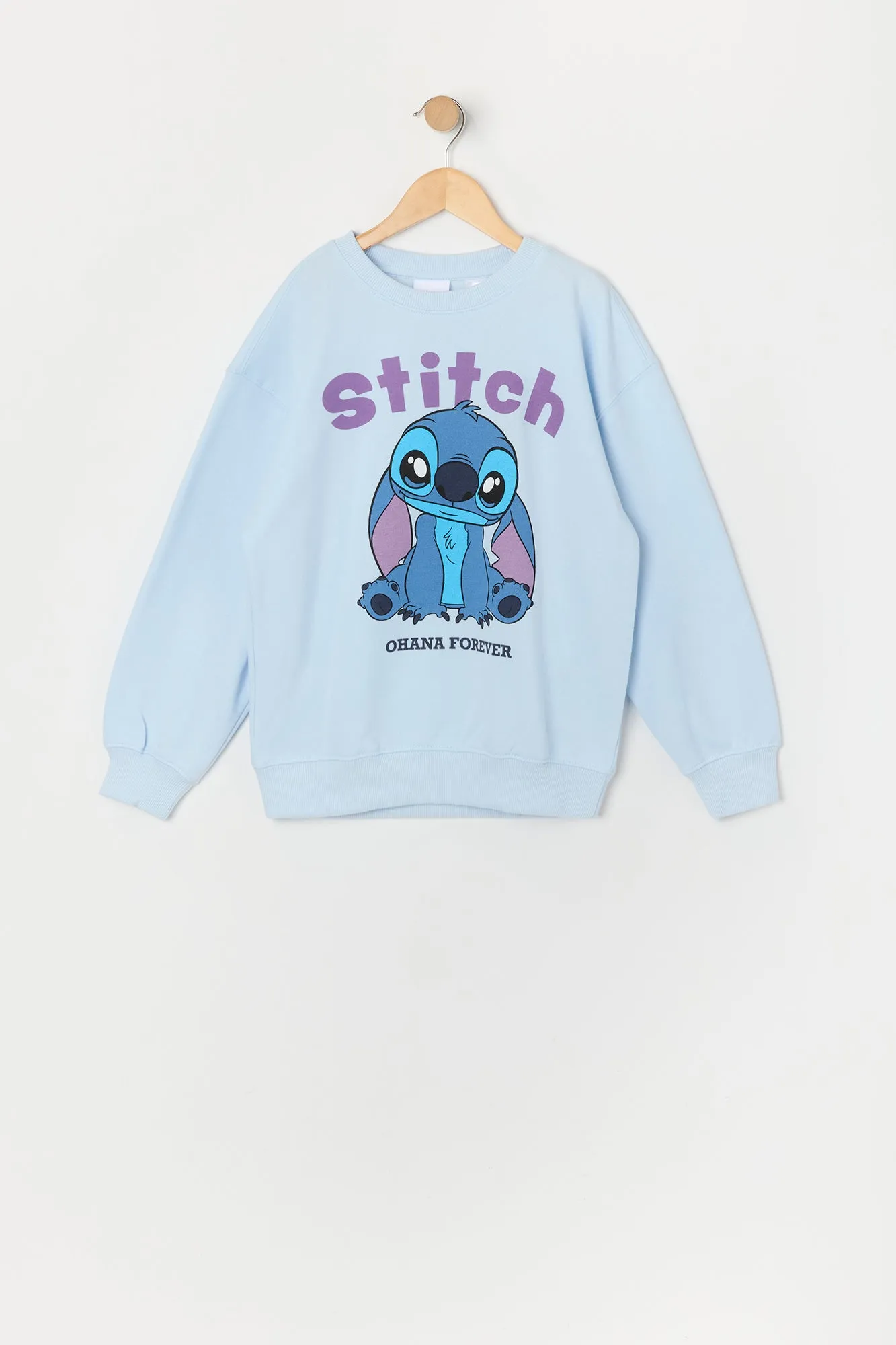 Chandail en molleton à imprimé Stitch Ohana Forever pour fille