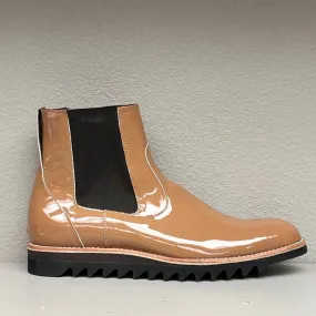 Chelsea Boot- slip on / Tan Patent leather / Rubber sole