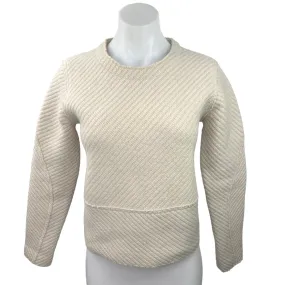 Chloe Women's Beige 100% Wool Crew Neck Long Sleeve Pullover Winter Sweater Sz S