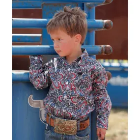 Cinch Infant's Red, White & Blue Paisley Button Down