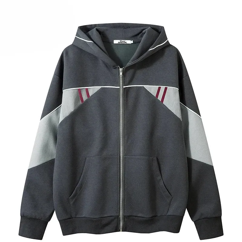 Color Block Patchwork Kangaroo Pocket Hoodie