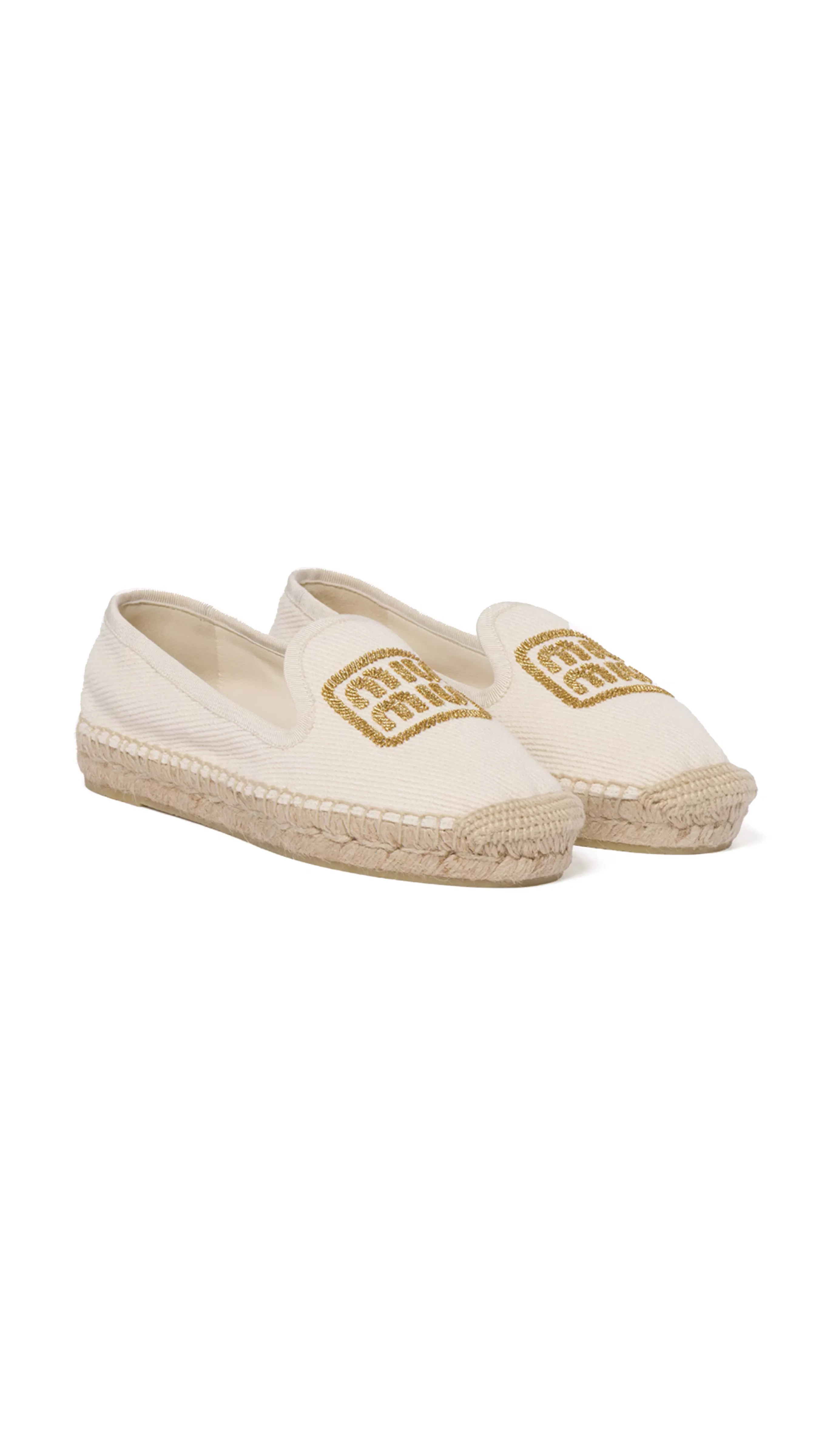 Cotton Drill Espadrilles - Ivory/Gold