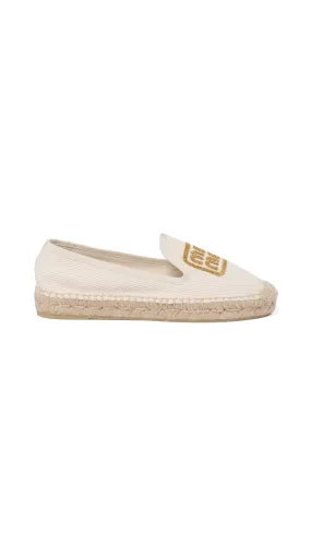 Cotton Drill Espadrilles - Ivory/Gold