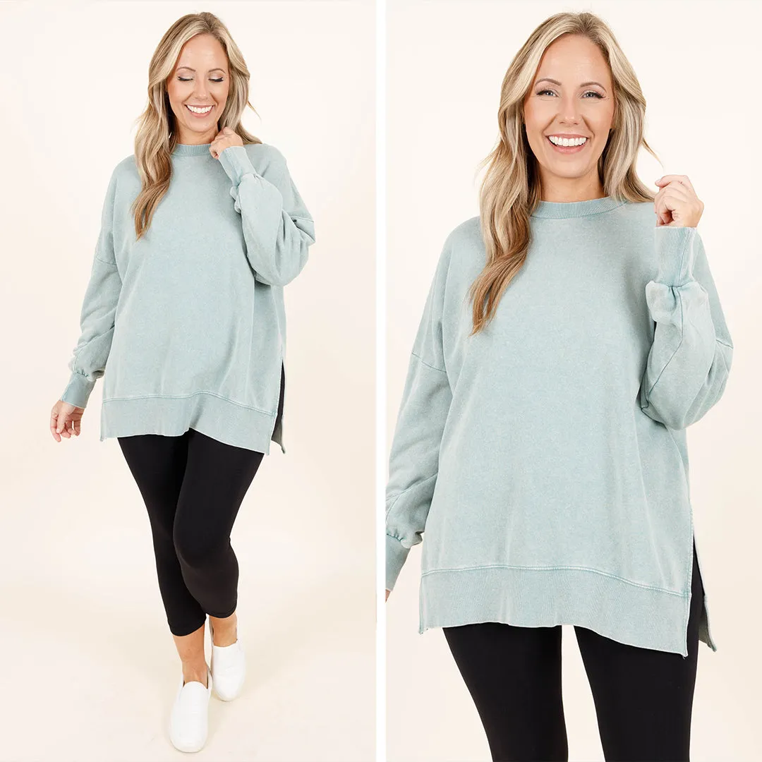 Cozy Crewneck Pullover, Dusty Sage