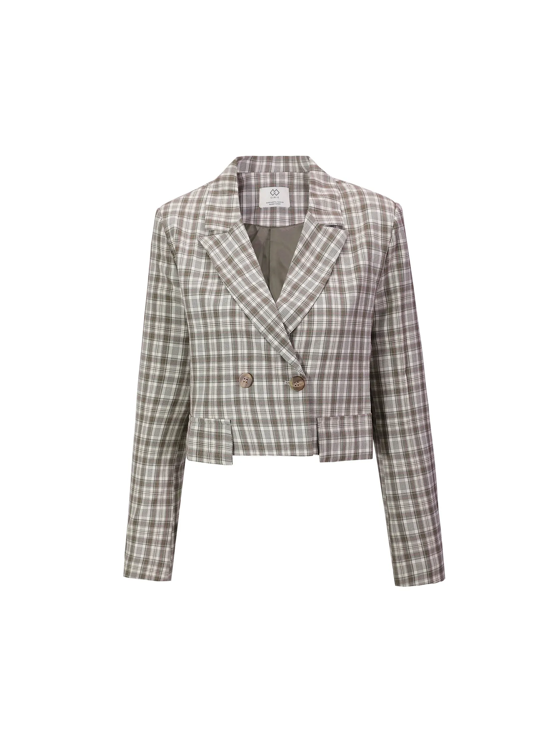 Cropped Checked Blazer