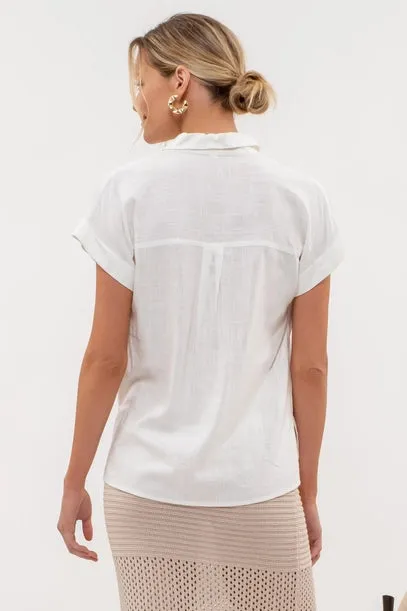 Crystal Short Sleeve Linen Top