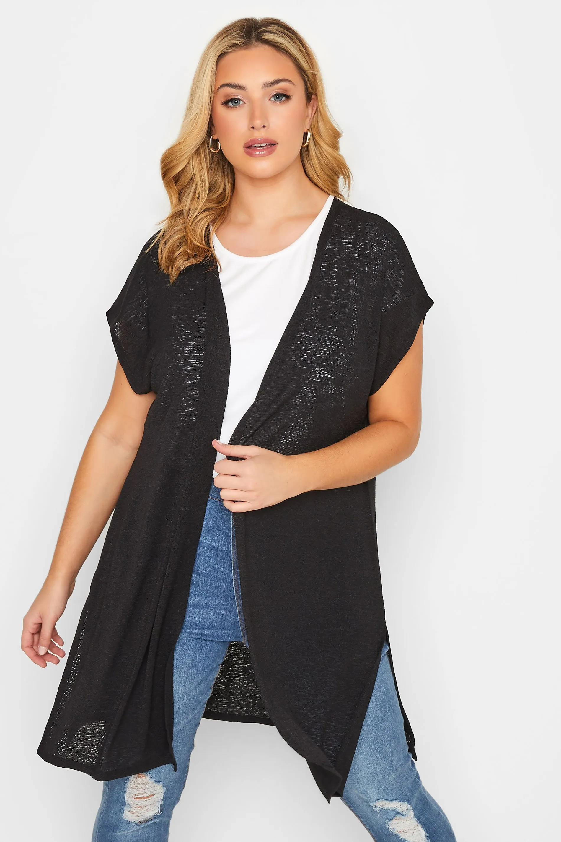 Curve Black Short Sleeve Cardigan