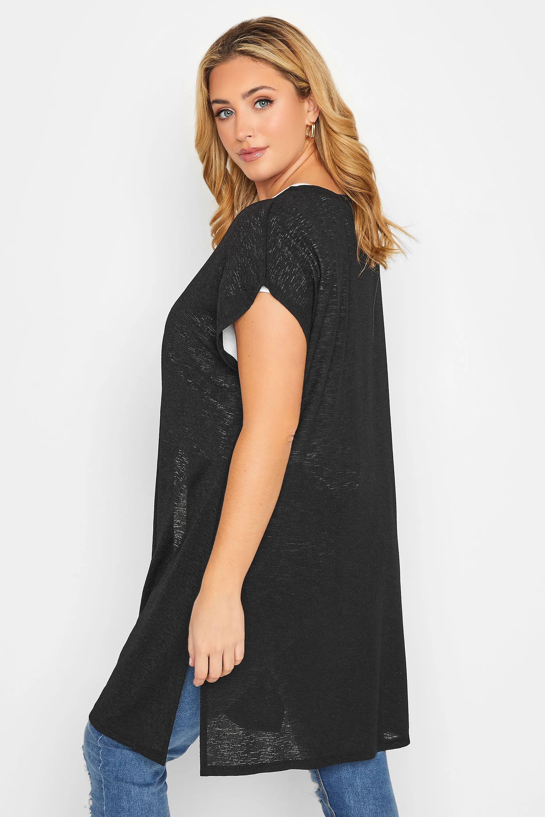 Curve Black Short Sleeve Cardigan