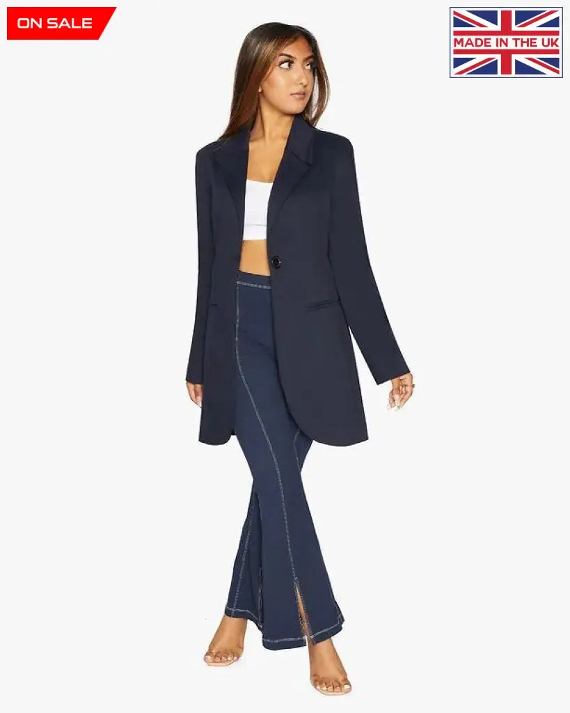 Curved Hem Longline Blazer