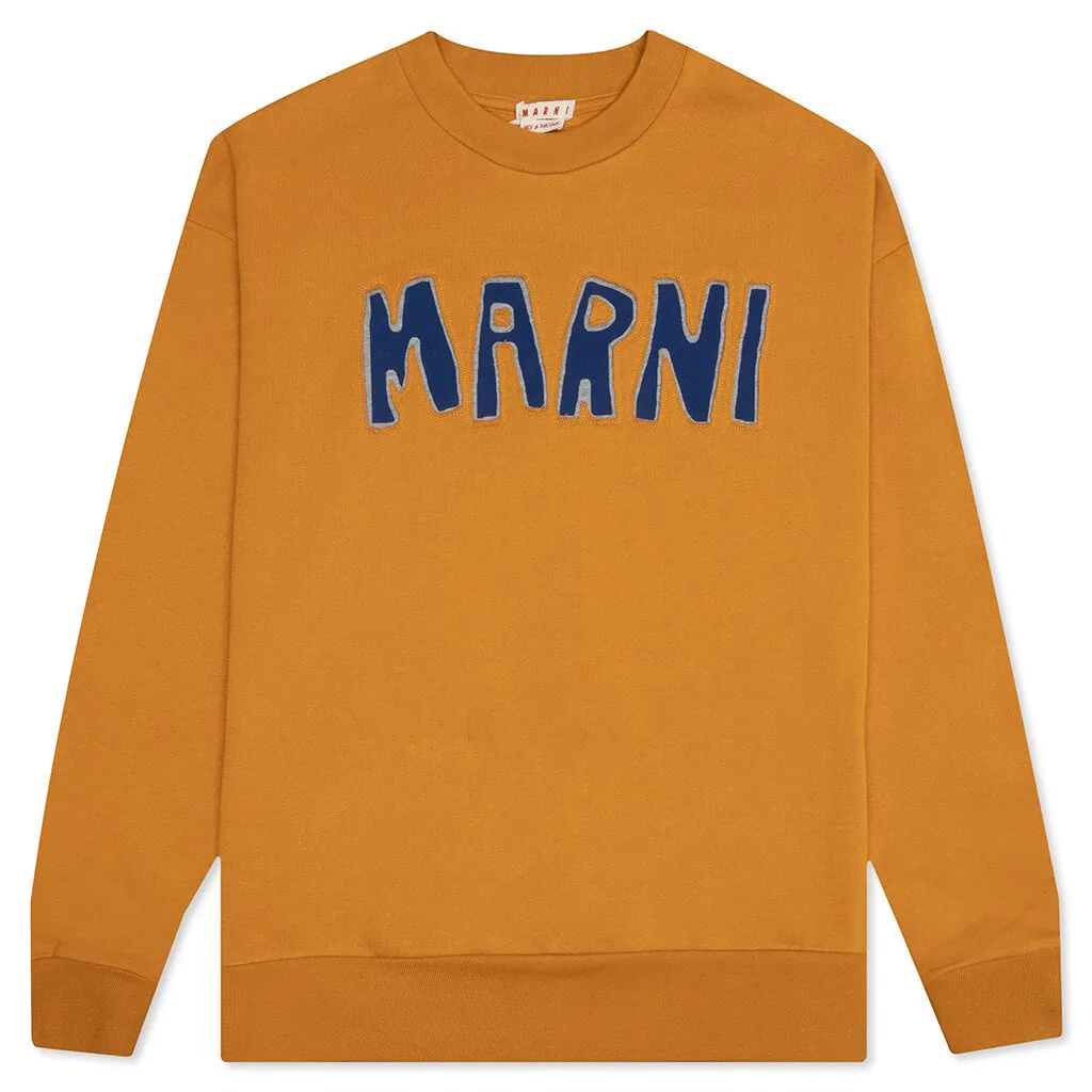 Cutoff Logo Brushed Sweatshirt - Sun Orange