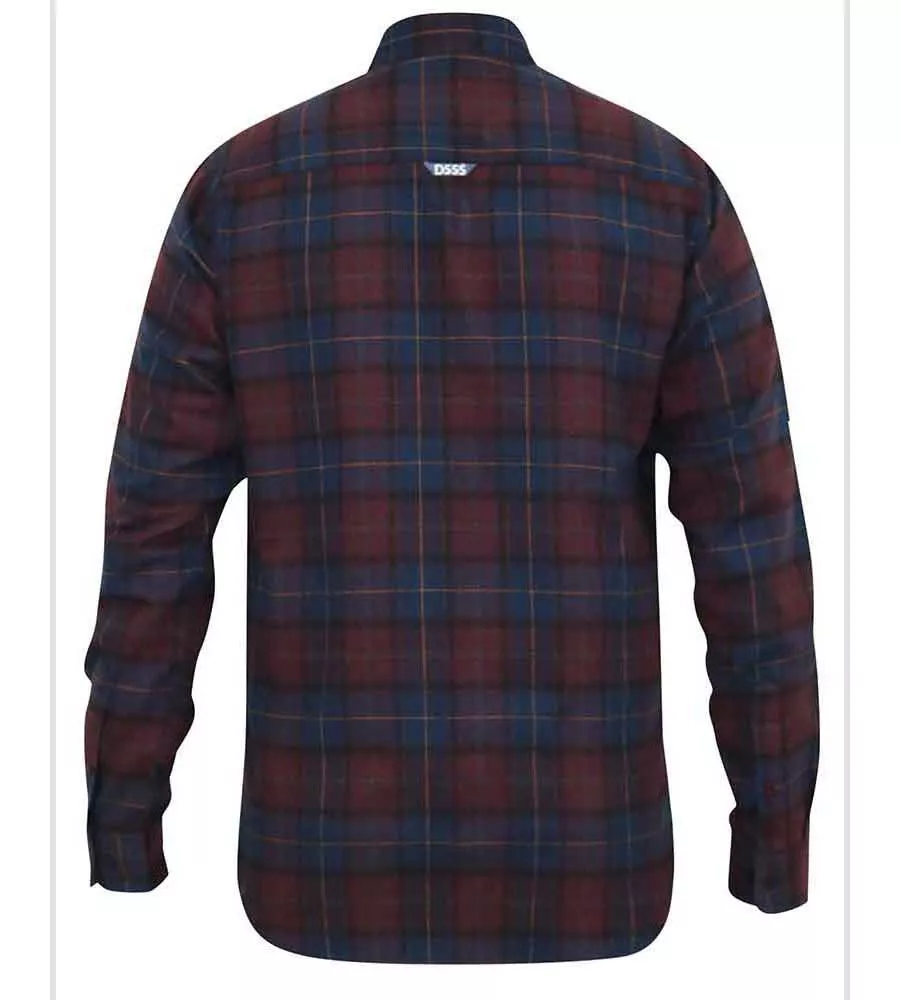 D555 Big Mens Red Flannel Check Shirt With Long Sleeves (THORNWOOD)