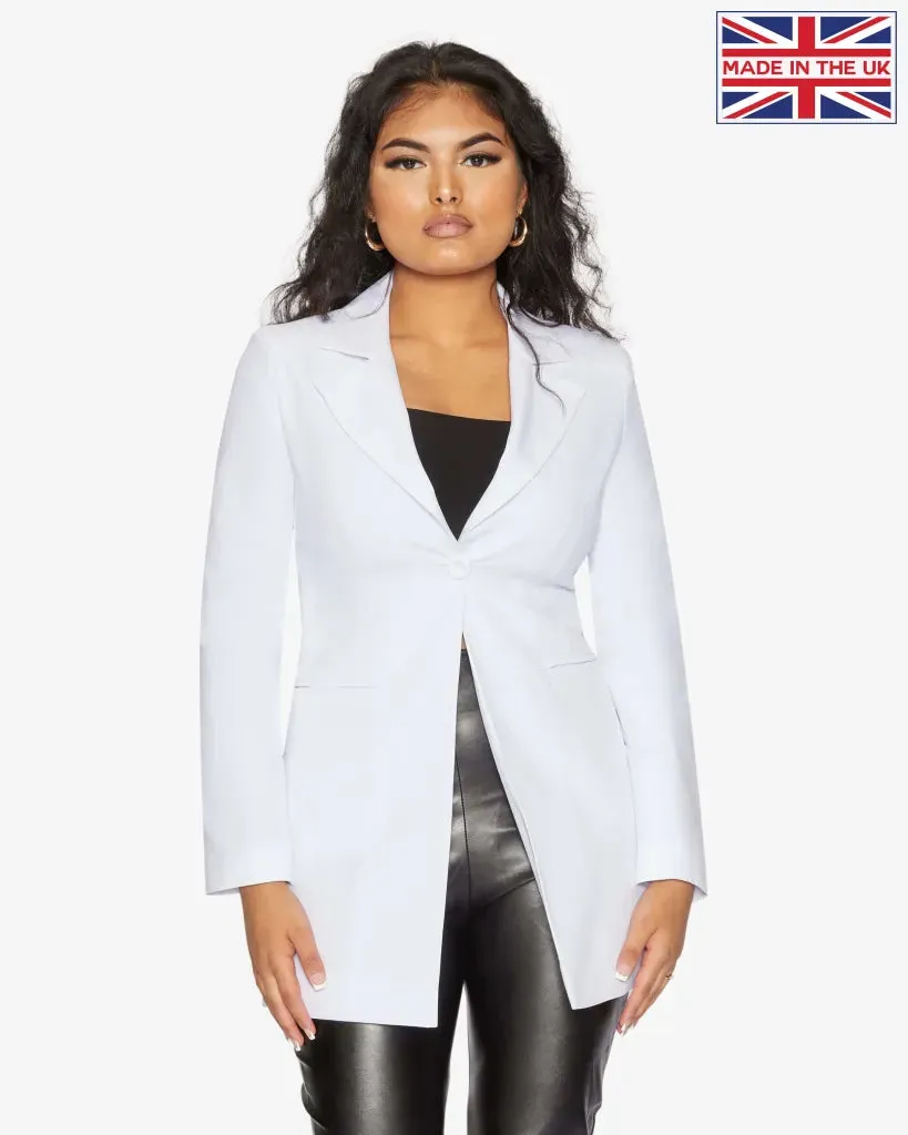 De La Creme Womens Collared Formal Longline Blazer