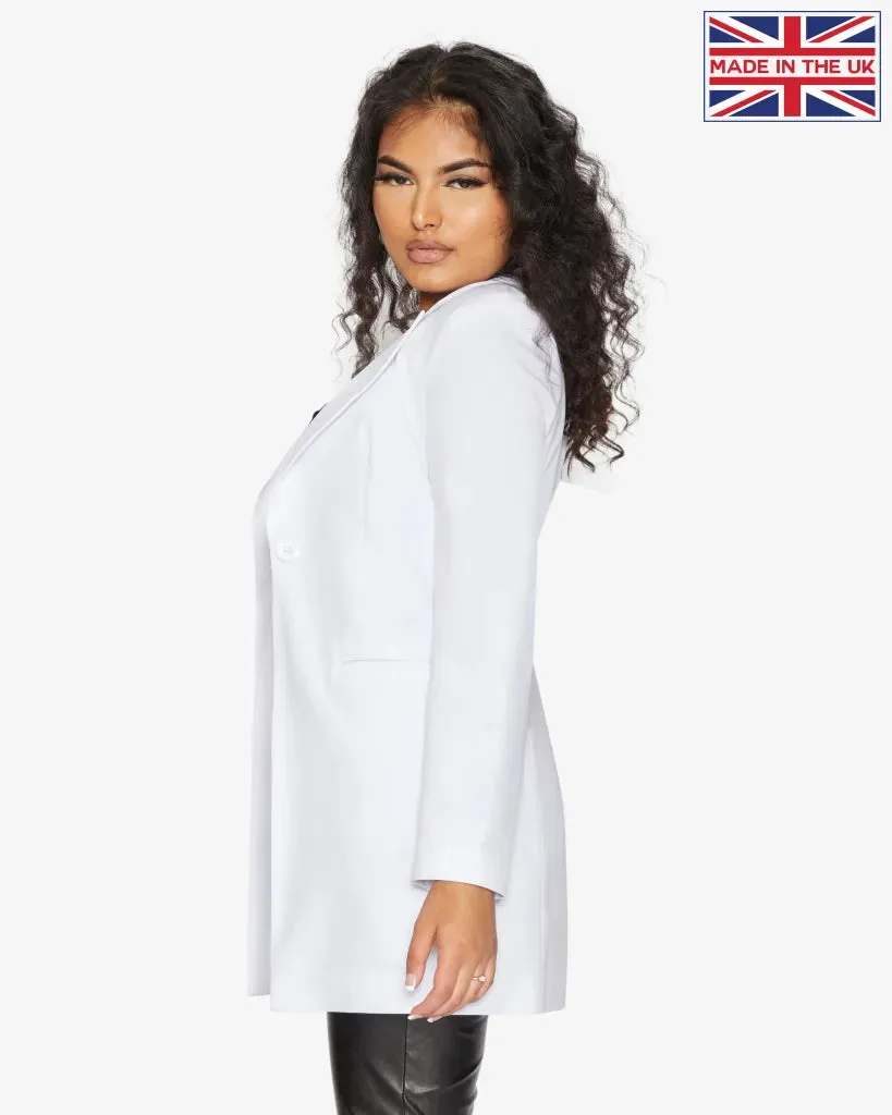 De La Creme Womens Collared Formal Longline Blazer